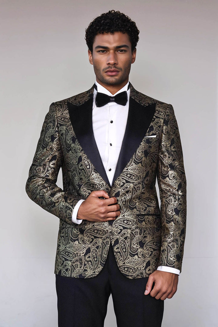 WSS Paisley Peak Lapel Black Men Dinner Tuxedo  Jacket  - Maarssen