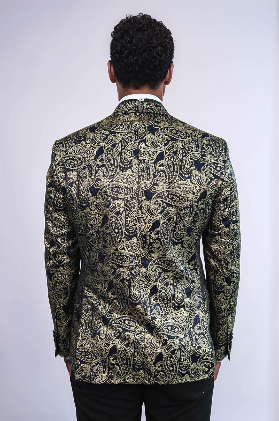 WSS Paisley Peak Lapel Navy Blue Men Party Blazer  - Chartres