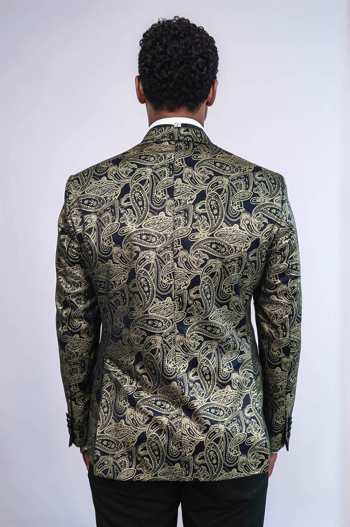 WSS Paisley Peak Lapel Navy Blue Men Party Blazer  - Chartres
