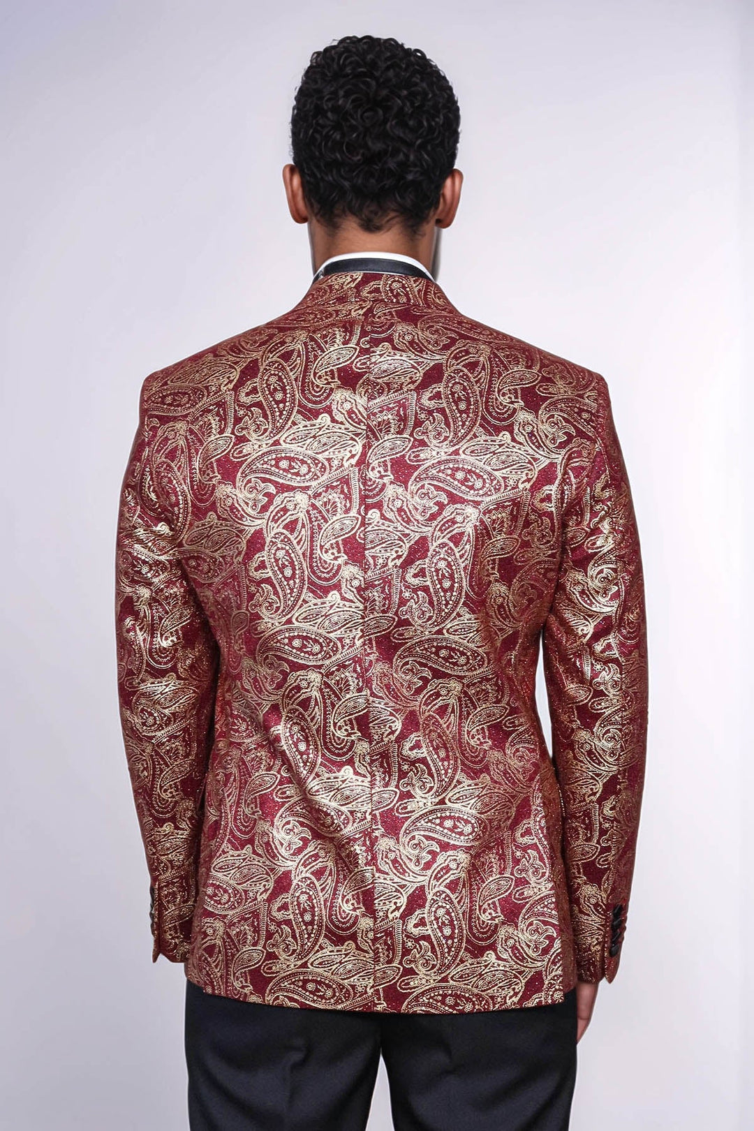 WSS Paisley Peak Lapel Burgundy Men Singer Tuxedo Blazer  - Welling