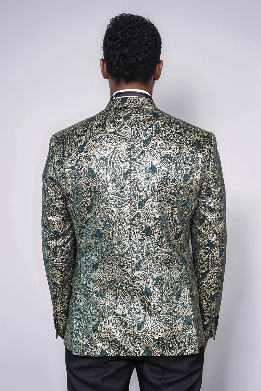WSS Paisley Peak Lapel Green Men Stage Tuxedo Jacket  - Bad Oeynhausen