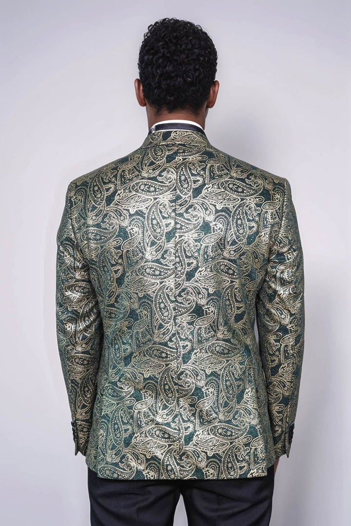 WSS Paisley Peak Lapel Green Men Stage Tuxedo Jacket  - Bad Oeynhausen