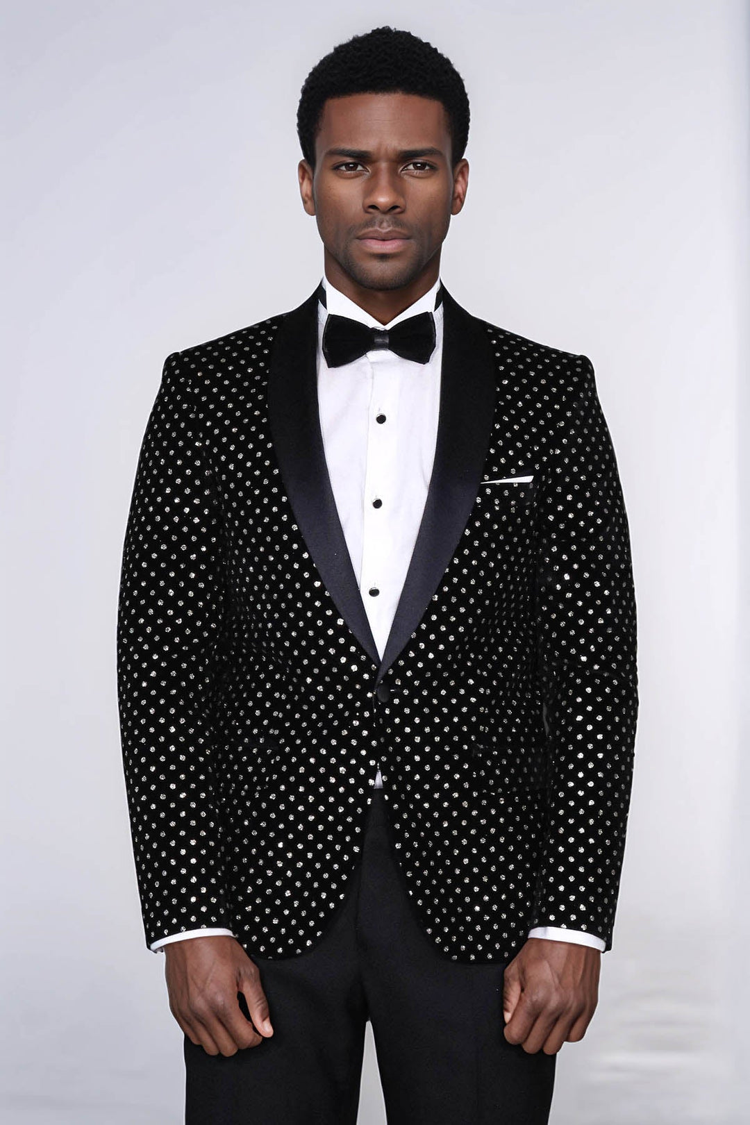 WSS Dot Patterned Slim Fit Black Men Evening Dinner Blazer  - Ciudad de Allende