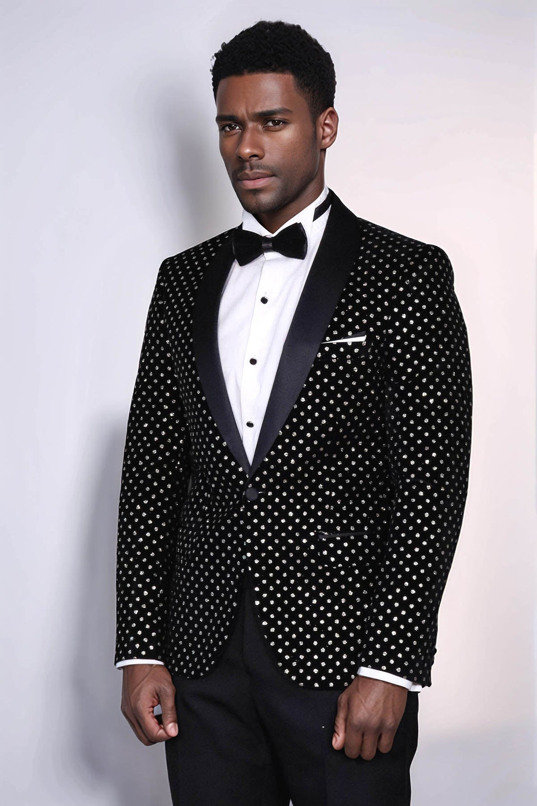 WSS Dot Patterned Slim Fit Black Men Evening Dinner Blazer  - Ciudad de Allende