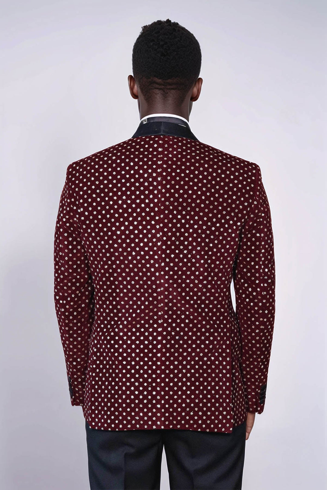 WSS Dot Patterned Slim Fit Burgundy Men Dinner Jacket  - Franklin