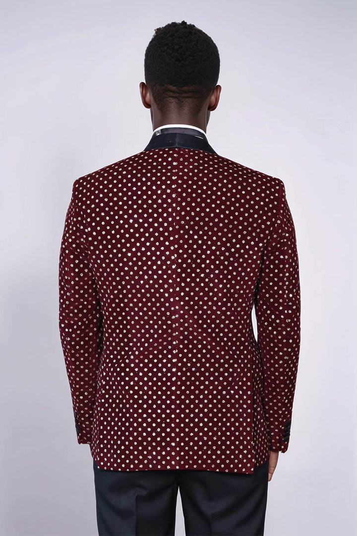 WSS Dot Patterned Slim Fit Burgundy Men Dinner Jacket  - Franklin