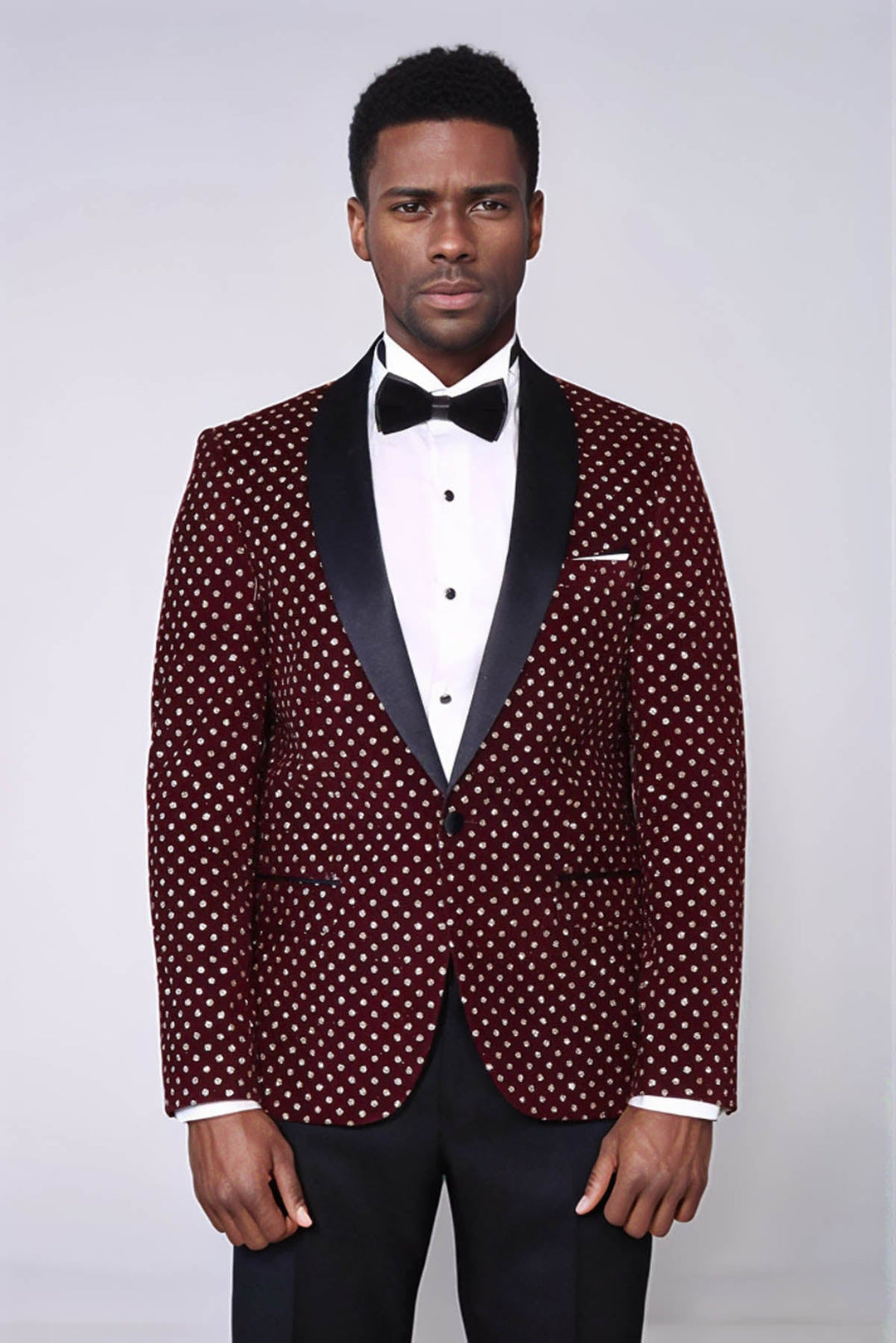 WSS Dot Patterned Slim Fit Burgundy Men Dinner Jacket  - Franklin
