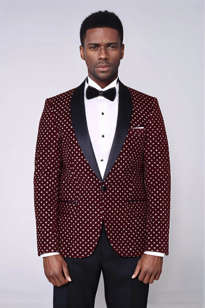 WSS Dot Patterned Slim Fit Burgundy Men Dinner Jacket  - Franklin