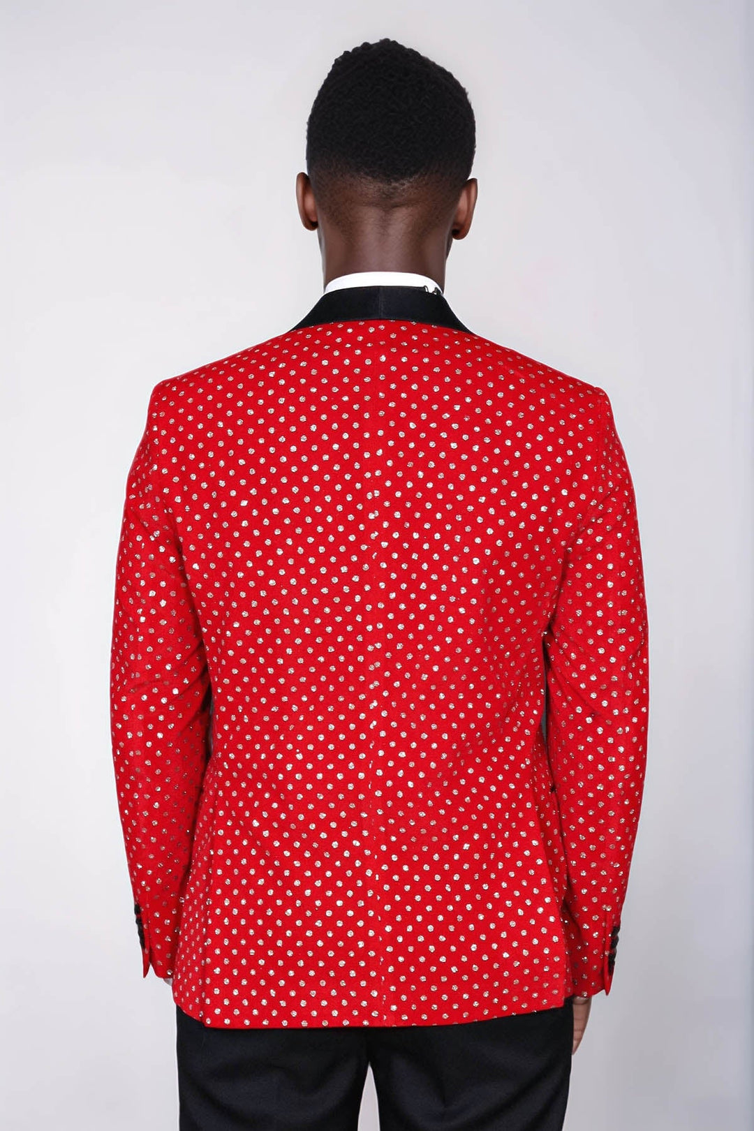 WSS Dot Patterned Slim Fit Red Men Singer Tuxedo Blazer  - Kannapolis