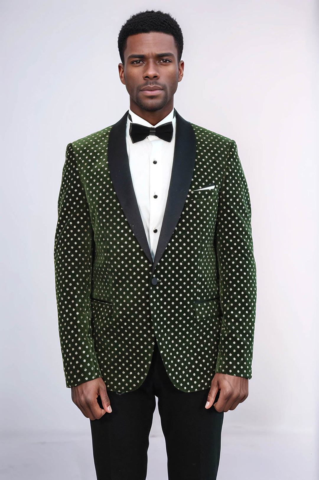 WSS Dot Pattern Slim Fit Dark Green Men Wedding Groom Blazer  - Bender