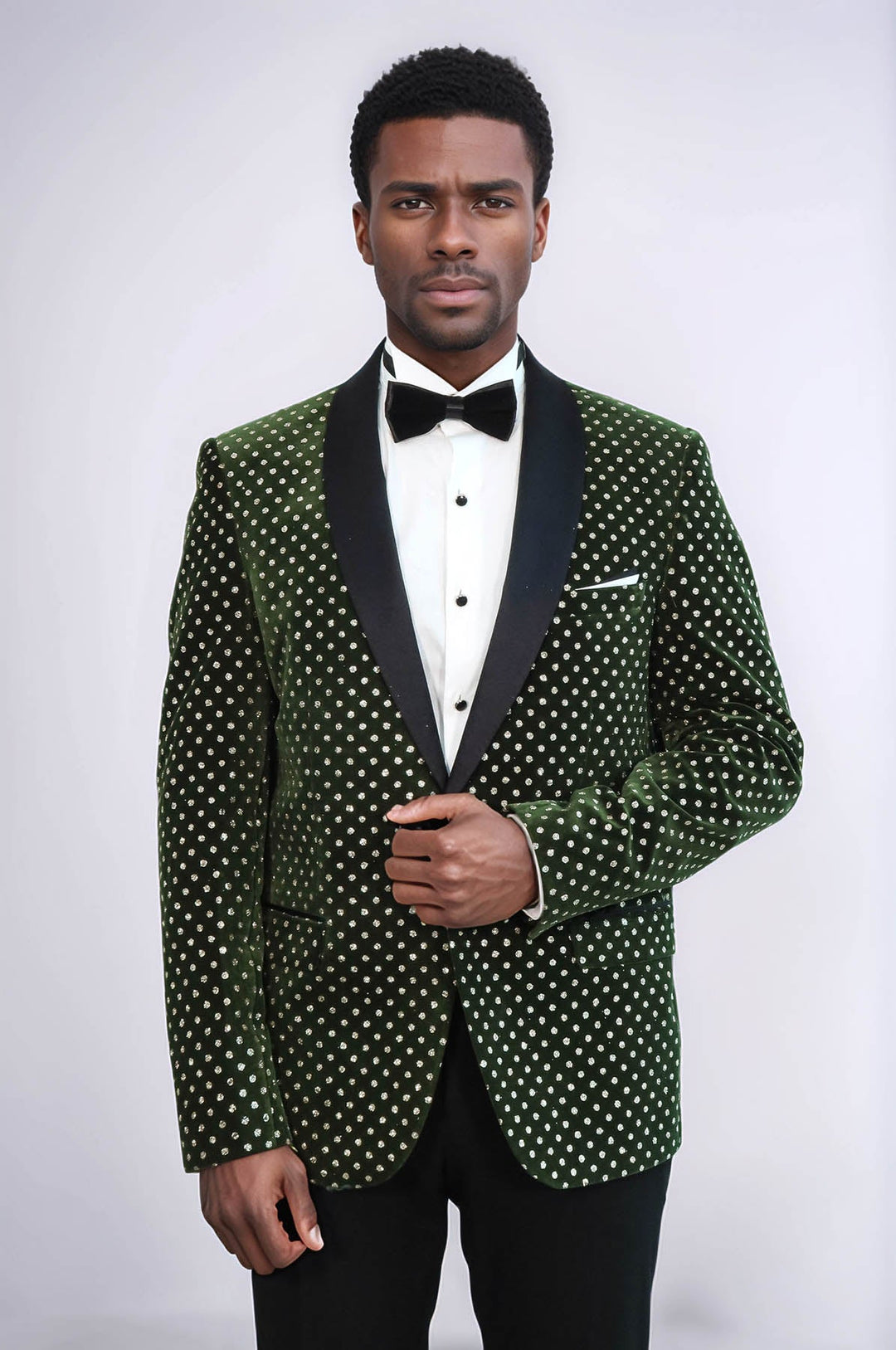 WSS Dot Pattern Slim Fit Dark Green Men Wedding Groom Blazer  - Bender