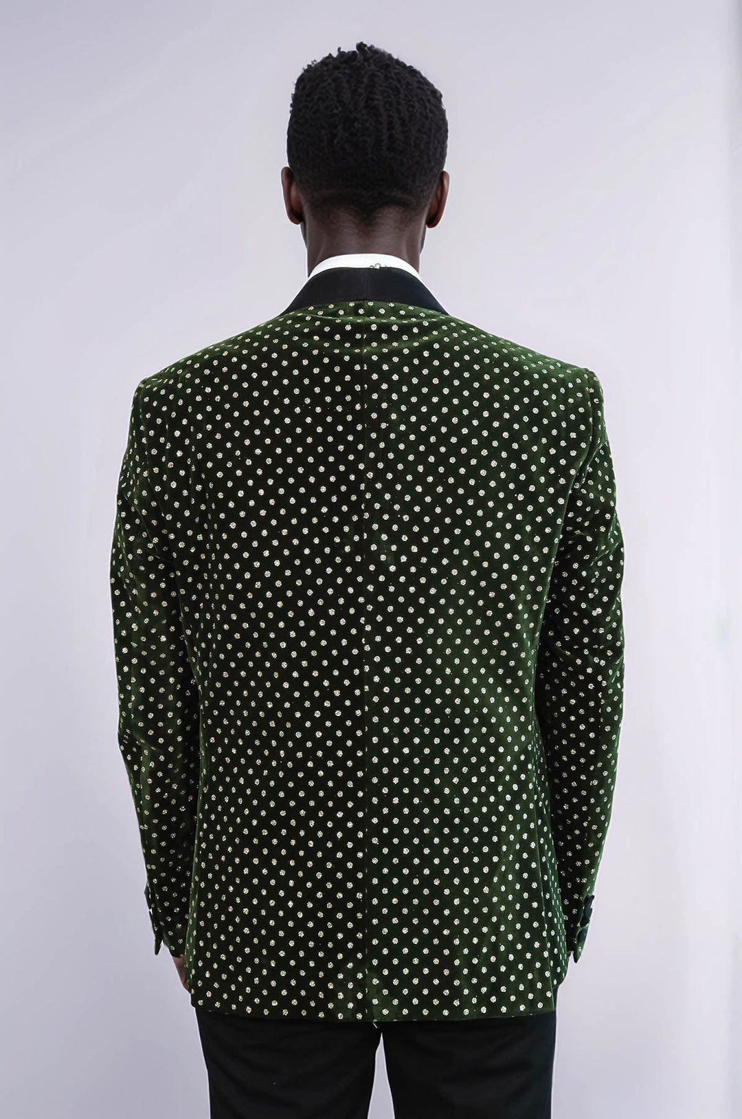 WSS Dot Pattern Slim Fit Dark Green Men Wedding Groom Blazer  - Bender