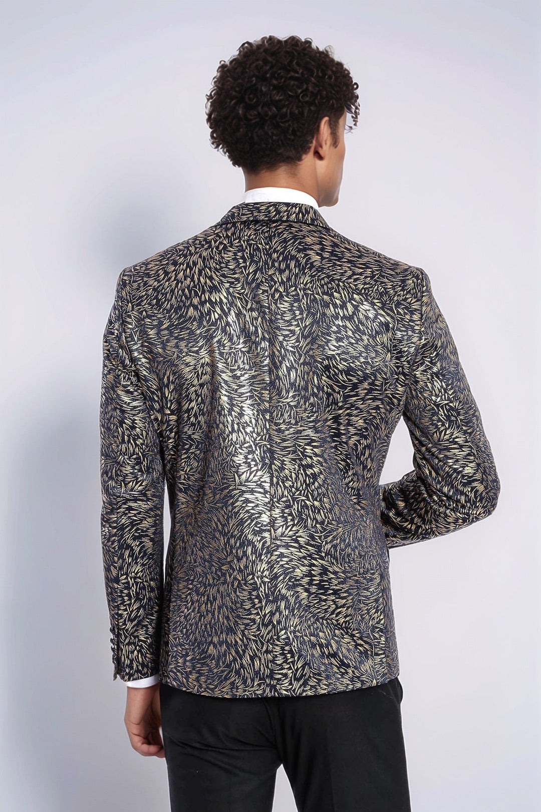 WSS Feather Patterned Slim Fit Navy Blue Men Dinner Jacket  - Aix-en-Provence