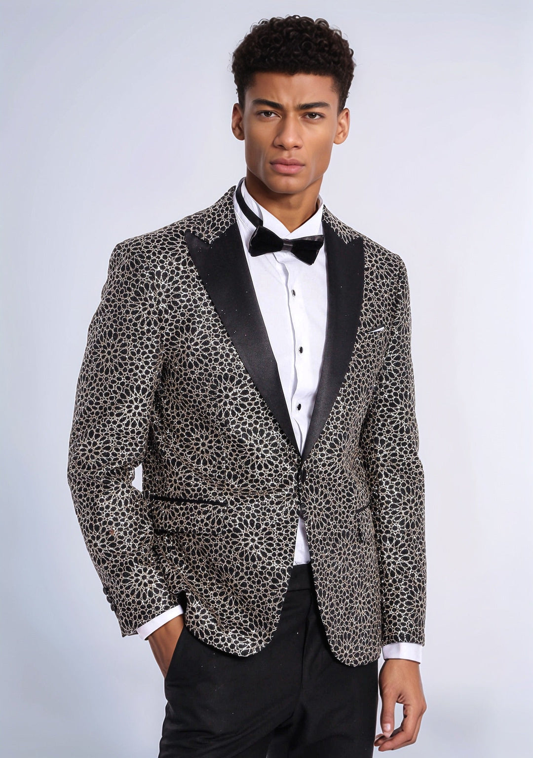 WSS Flower Embroidered Pattern Black Men Prom Blazer and Trousers Combination Suit - Buchholz in der Nordheide