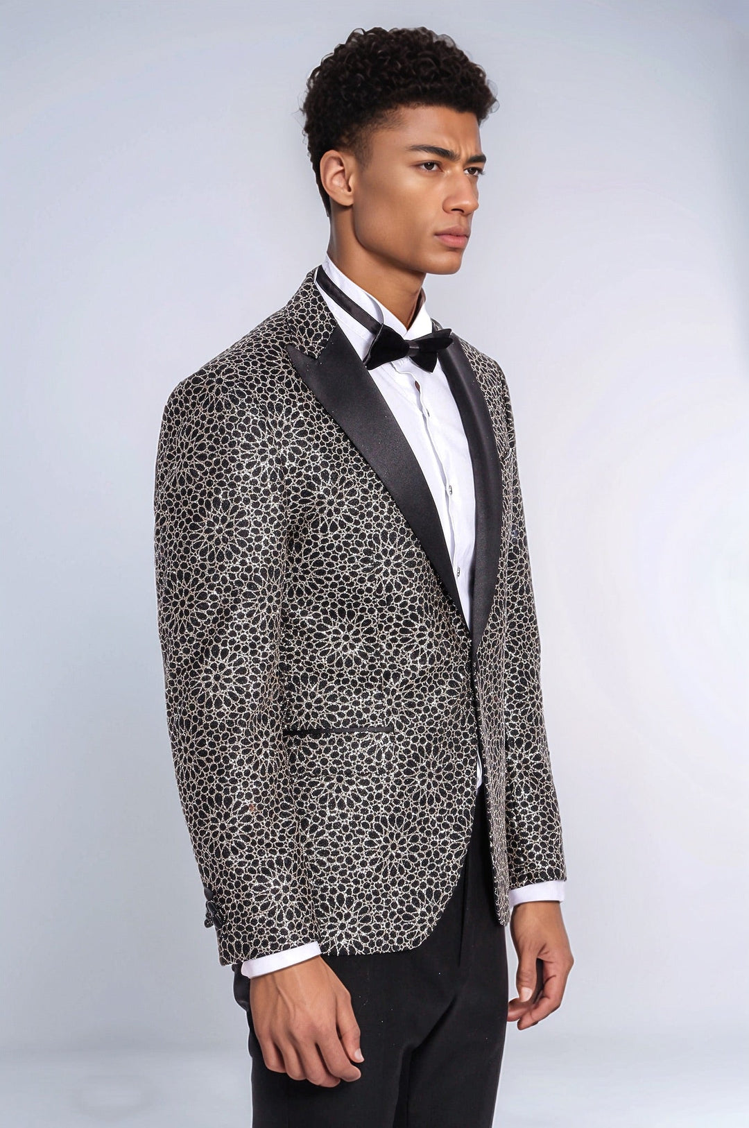 WSS Flower Embroidered Pattern Black Men Prom Blazer and Trousers Combination Suit - Buchholz in der Nordheide