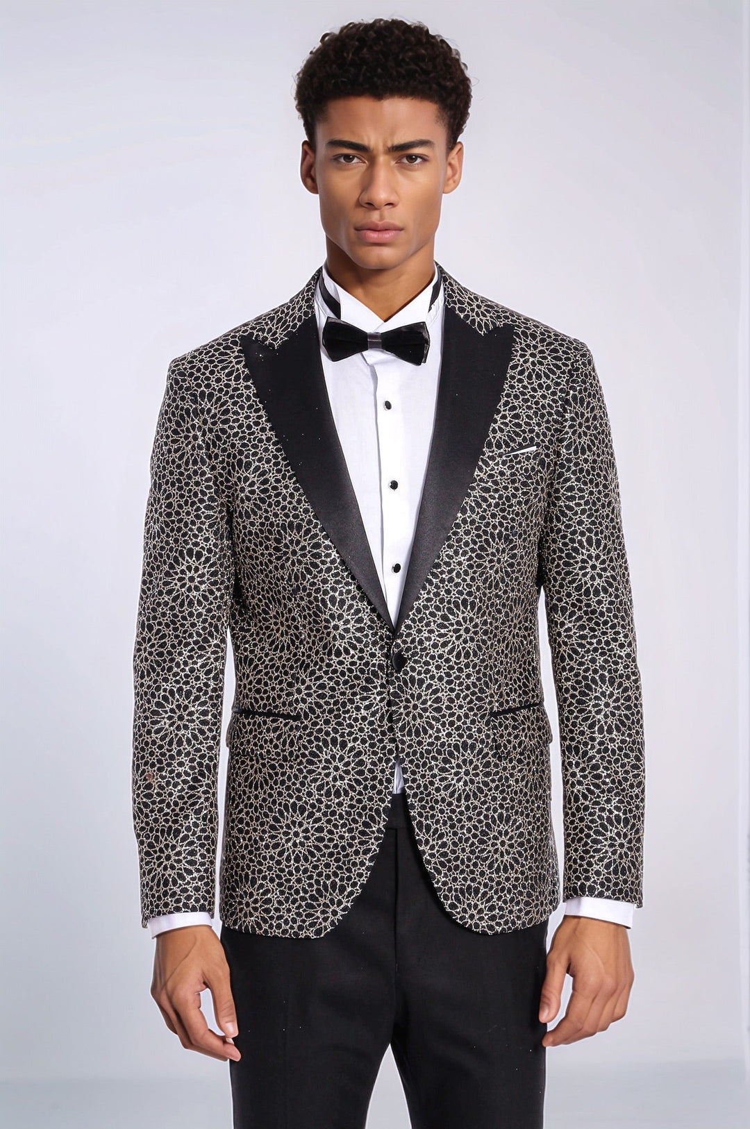 WSS Flower Embroidered Pattern Black Men Prom Blazer and Trousers Combination Suit - Buchholz in der Nordheide