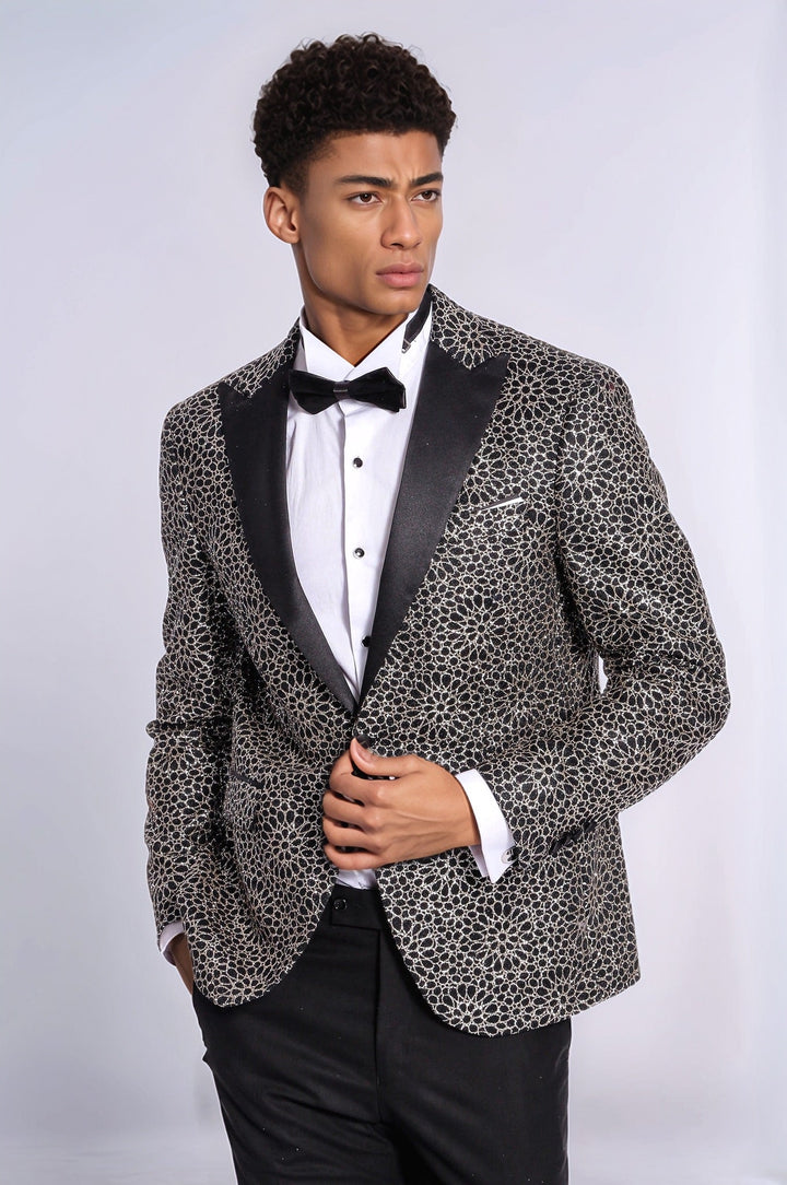 WSS Flower Embroidered Pattern Black Men Prom Blazer and Trousers Combination Suit - Buchholz in der Nordheide