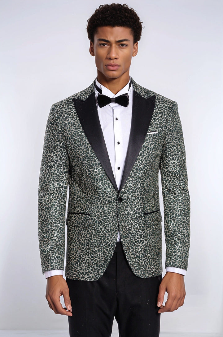 WSS Flower Embroidered Pattern Green Men Party Tuxedo Jacket  - Rheda-Wiedenbrück