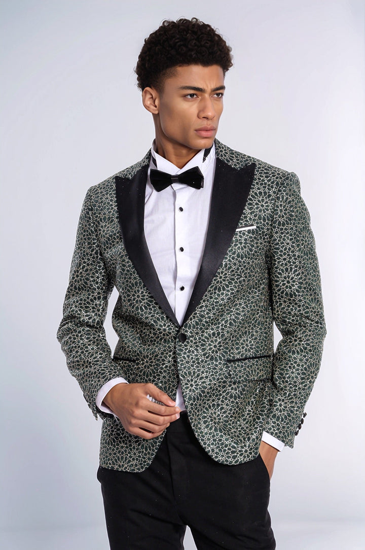 WSS Flower Embroidered Pattern Green Men Party Tuxedo Jacket  - Rheda-Wiedenbrück