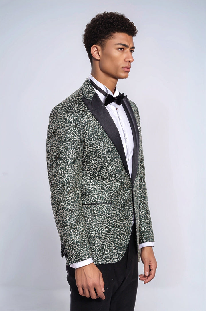 WSS Flower Embroidered Pattern Green Men Party Tuxedo Jacket  - Rheda-Wiedenbrück