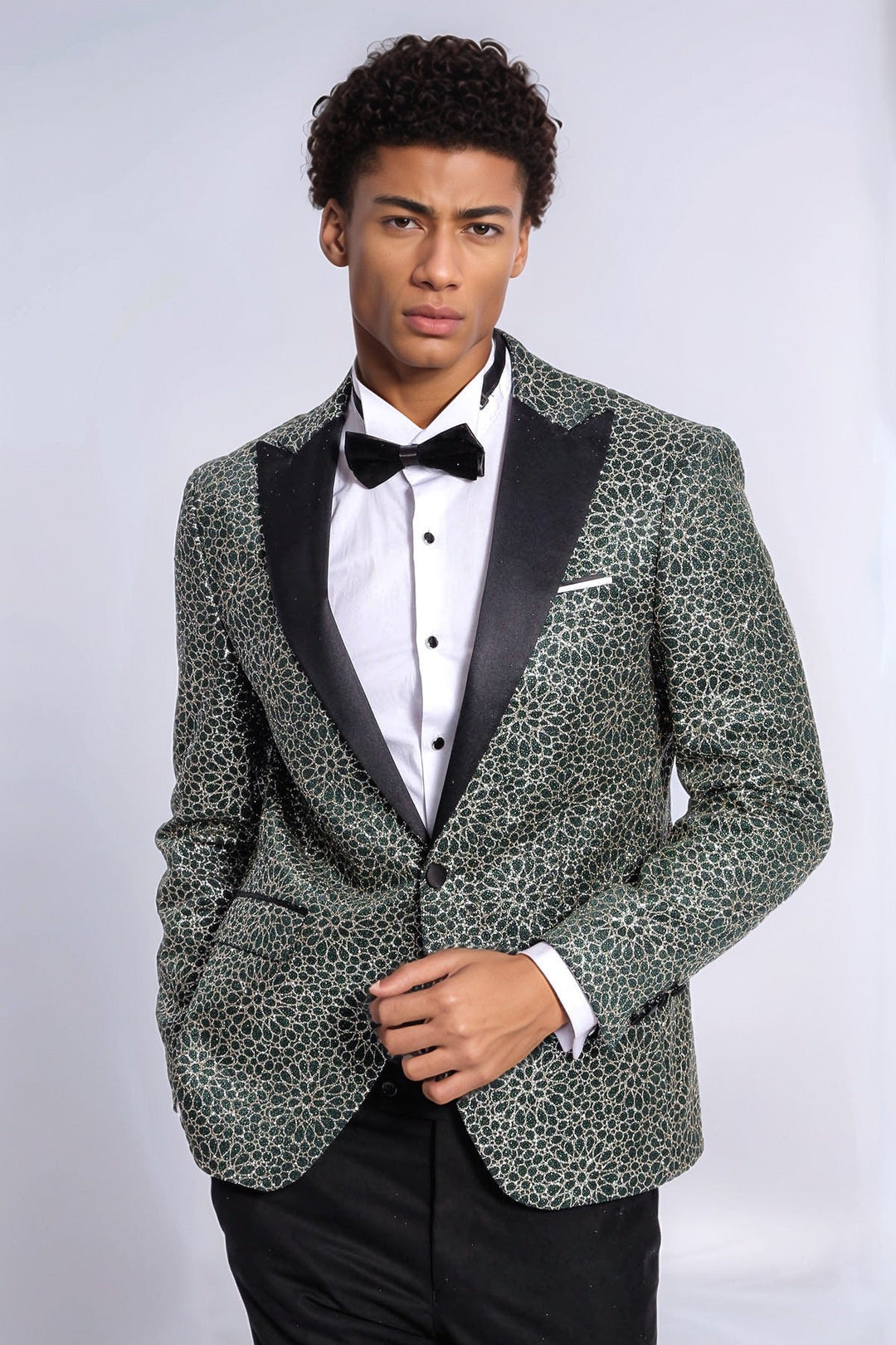WSS Flower Embroidered Pattern Green Men Party Tuxedo Jacket  - Rheda-Wiedenbrück