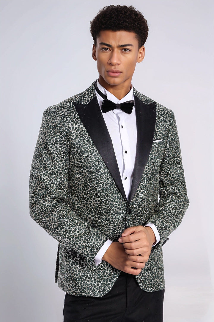 WSS Flower Embroidered Pattern Green Men Party Tuxedo Jacket  - Rheda-Wiedenbrück