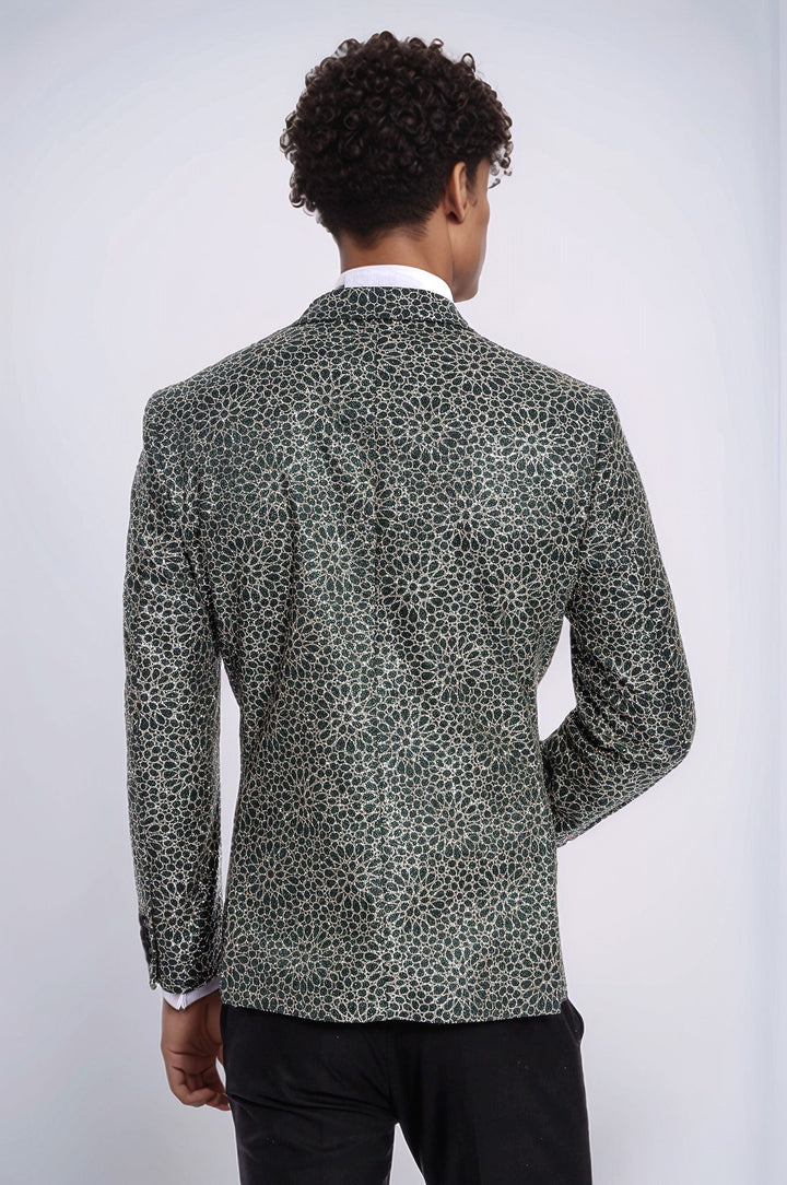WSS Flower Embroidered Pattern Green Men Party Tuxedo Jacket  - Rheda-Wiedenbrück