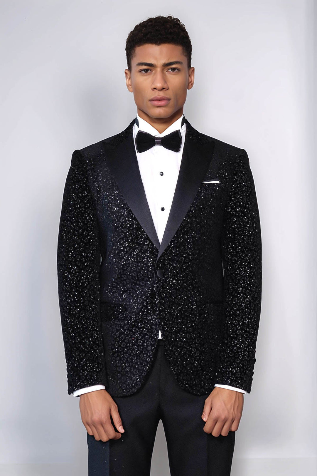 WSS Leopard Pattern Slim Fit Black Men Evening Dinner Blazer  - Waldorf