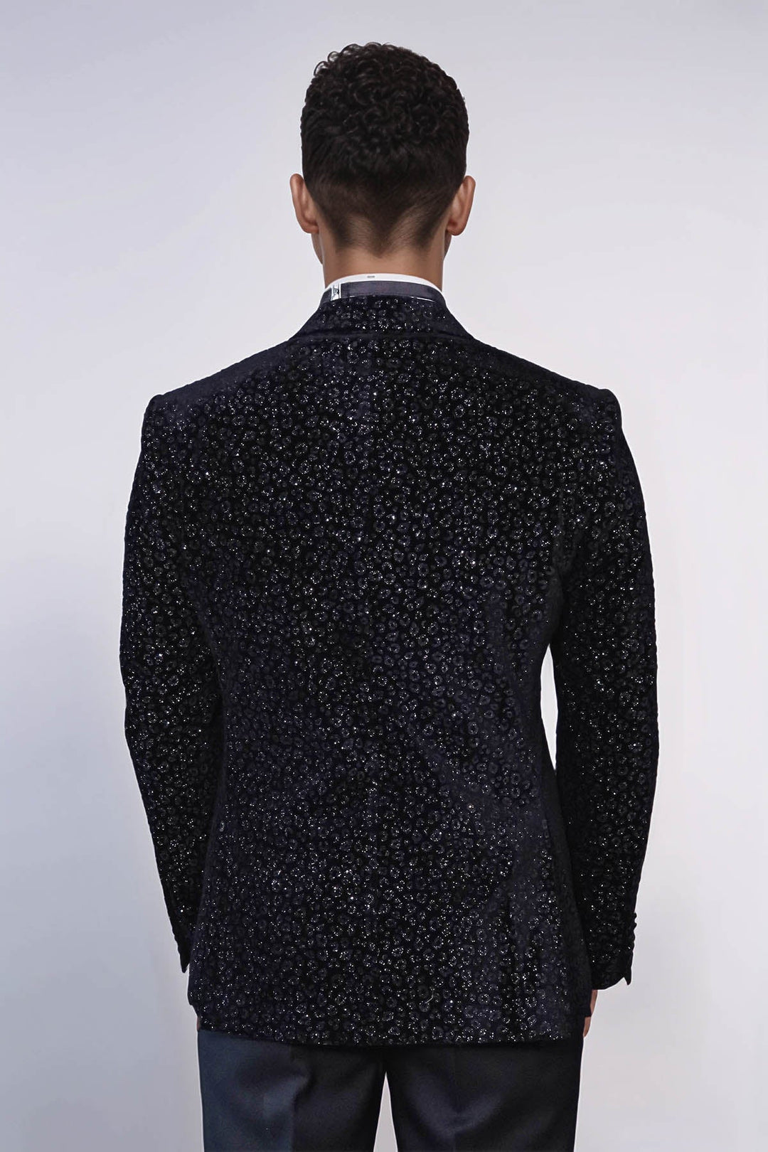 WSS Leopard Pattern Slim Fit Black Men Evening Dinner Blazer  - Waldorf
