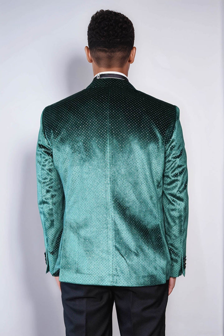 WSS Sparkling Dotted Peak Lapel Men's Green Tuxedo Jacket  - Kansas City