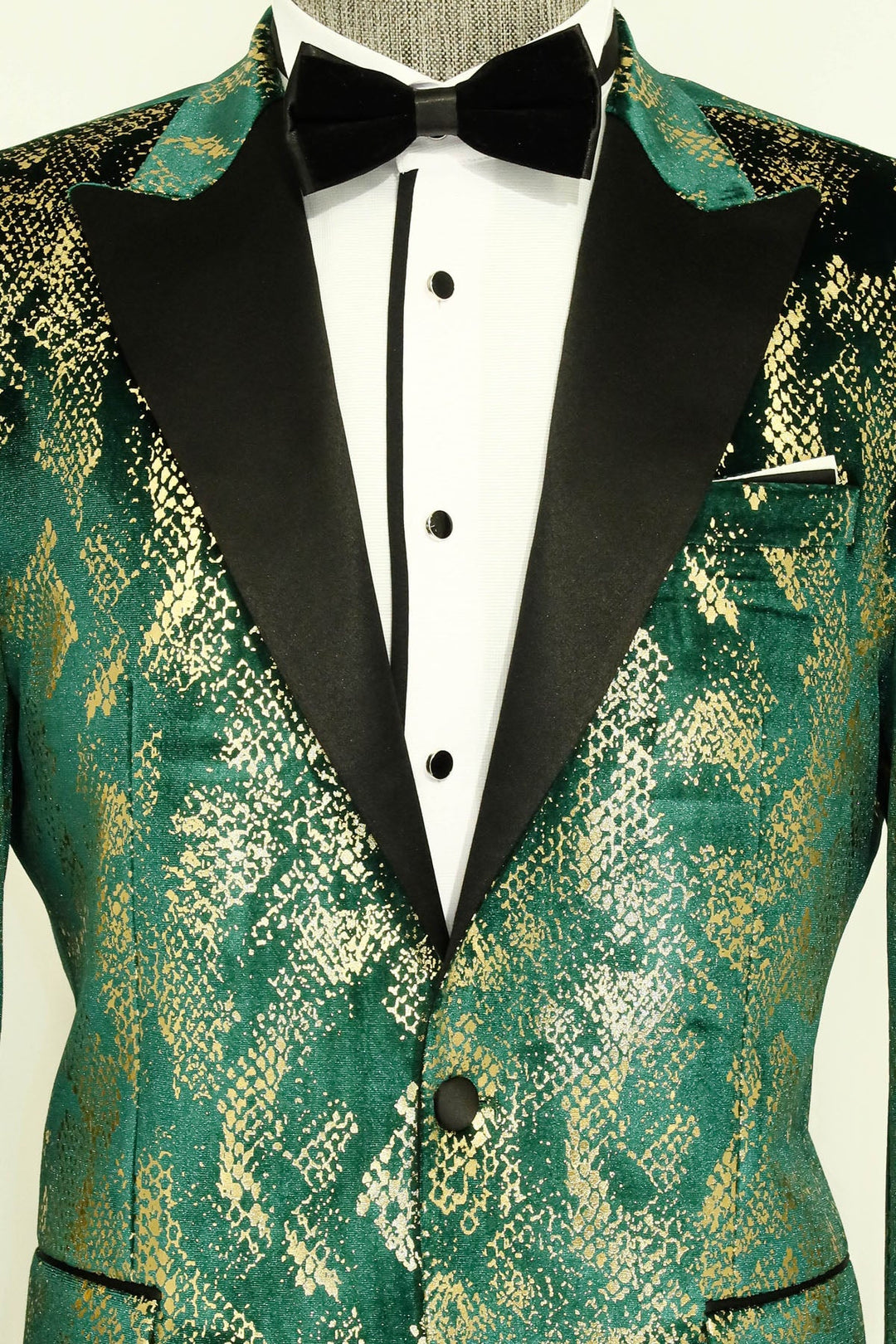 سترة WSS Peak Lapel Slim Fit باللون الأخضر للرجال للحفلات الراقصة - Singen