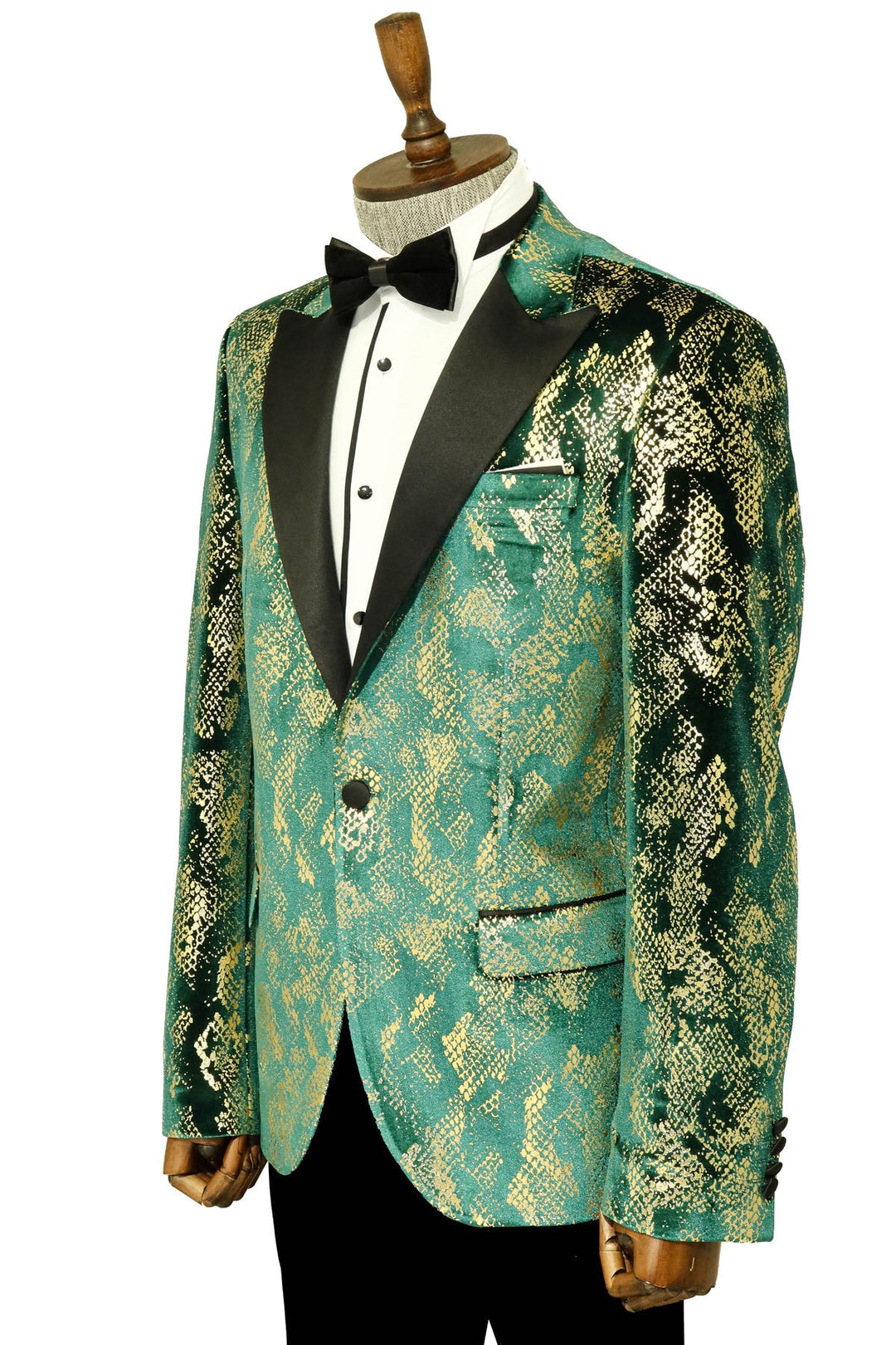 سترة WSS Peak Lapel Slim Fit باللون الأخضر للرجال للحفلات الراقصة - Singen