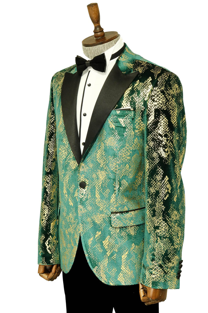 سترة WSS Peak Lapel Slim Fit باللون الأخضر للرجال للحفلات الراقصة - Singen
