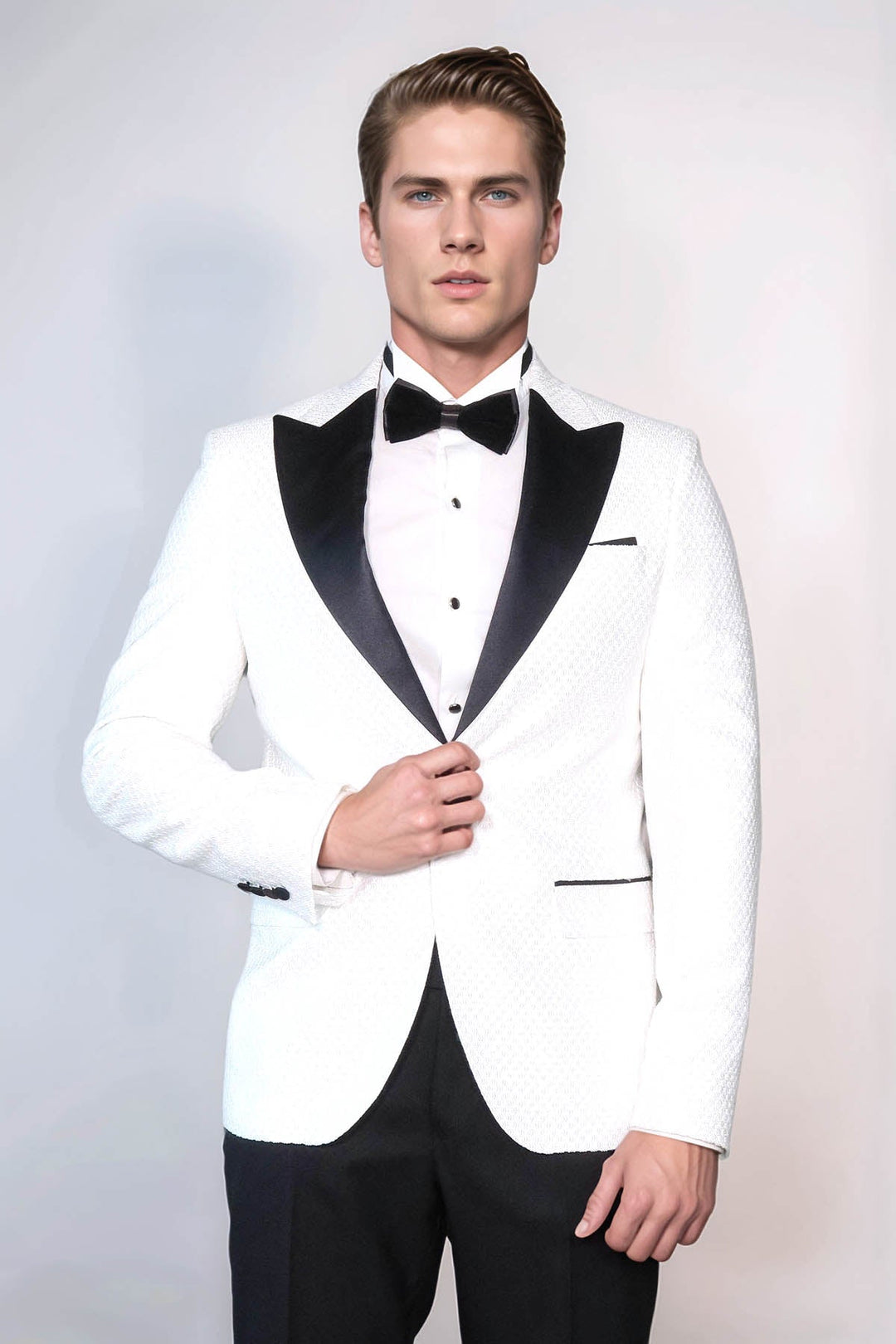 WSS Satin Shawl Lapel Textured Men's White Tuxedo Jacket  - Lowestoft