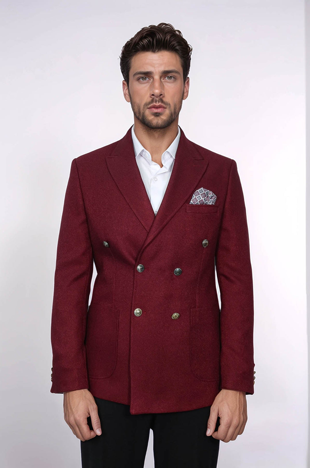WSS Double Breasted Slim Fit Burgundy Men Blazer  - Nova Kakhovka