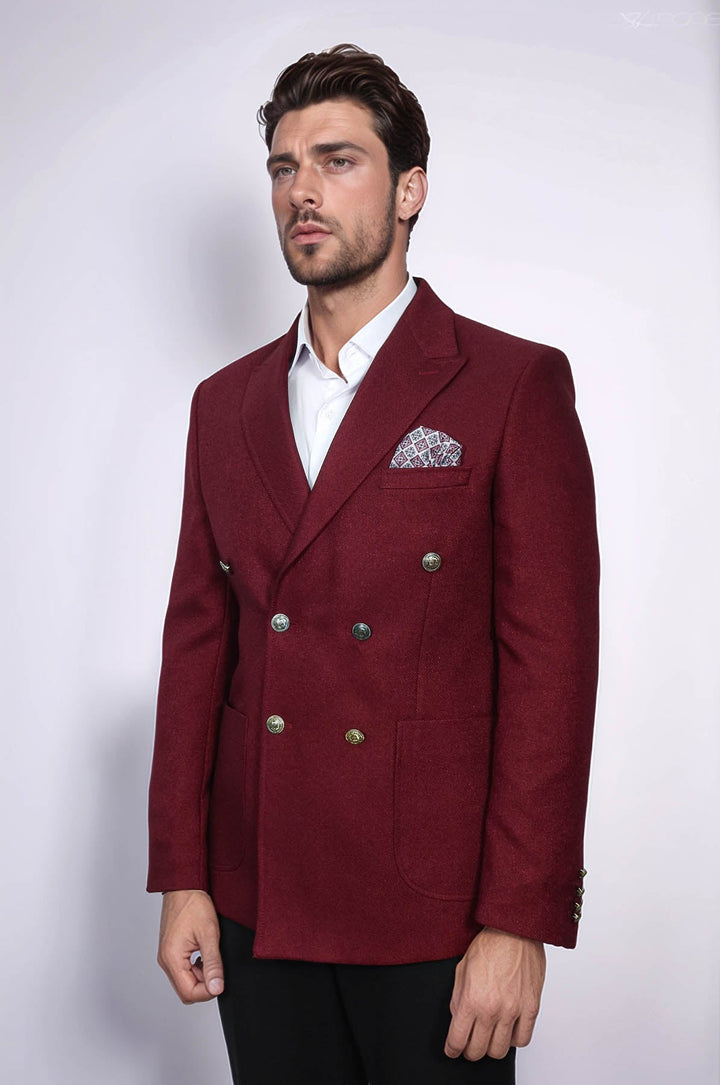 WSS Double Breasted Slim Fit Burgundy Men Blazer  - Nova Kakhovka