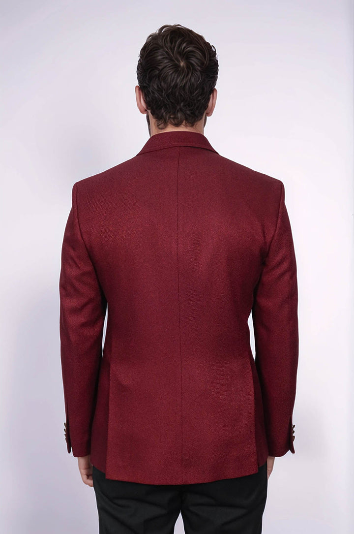 WSS Double Breasted Slim Fit Burgundy Men Blazer  - Nova Kakhovka