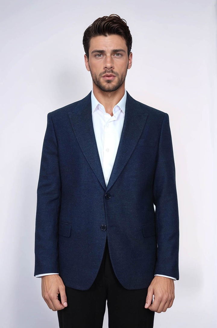 WSS Plain Slim Fit Sport Navy Blue Men Blazer  - Riga