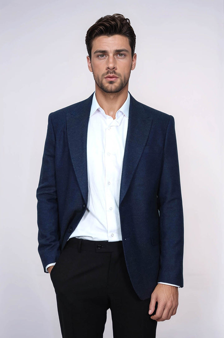 WSS Plain Slim Fit Sport Navy Blue Men Blazer  - Riga