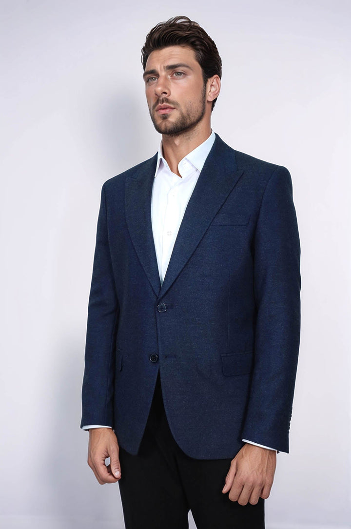 WSS Plain Slim Fit Sport Navy Blue Men Blazer  - Riga