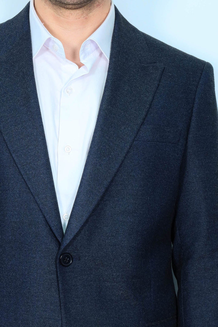 WSS Plain Slim Fit Sport Navy Blue Men Blazer  - Riga