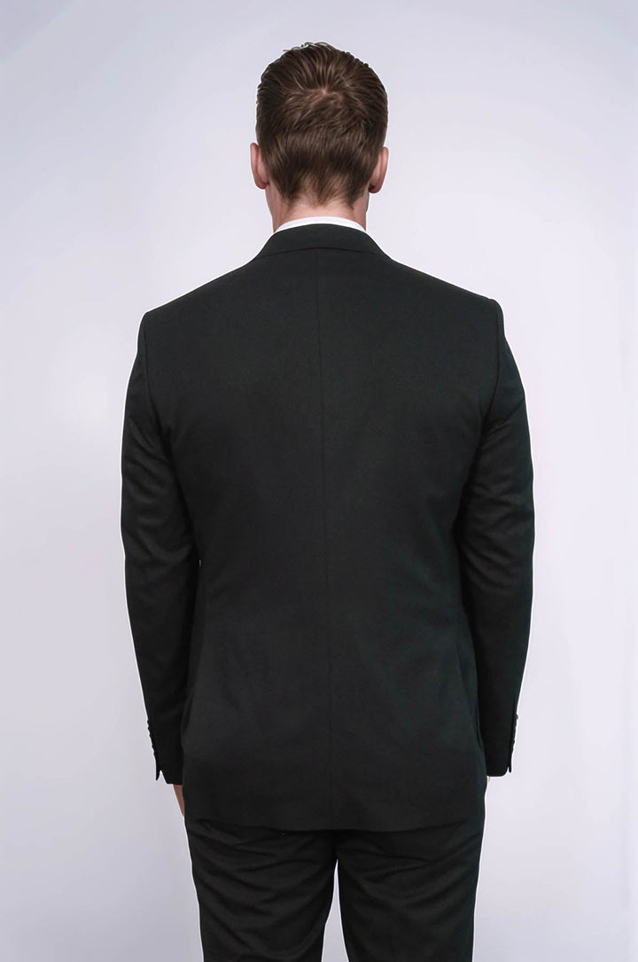 WSS Textured Slim Fit Peak Lapel Black Men Blazer  - South Brunswick
