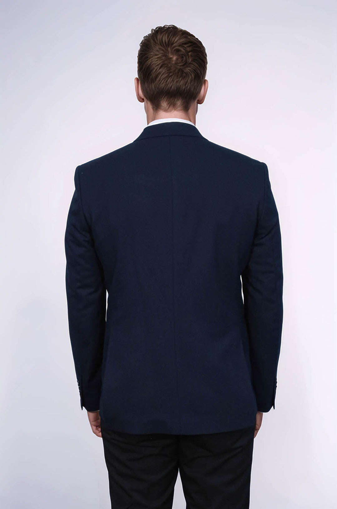 WSS Textured Slim Fit Peak Lapel Navy Blue Men Blazer  - Görlitz