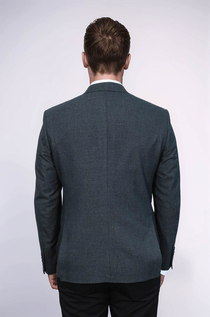 WSS Textured Slim Fit Peak Lapel Grey Men Blazer  - Ashton