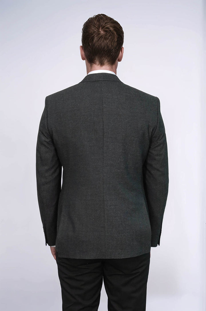 WSS Textured Slim Fit Peak Lapel Anthracite Men Blazer  - Villa del Carbón