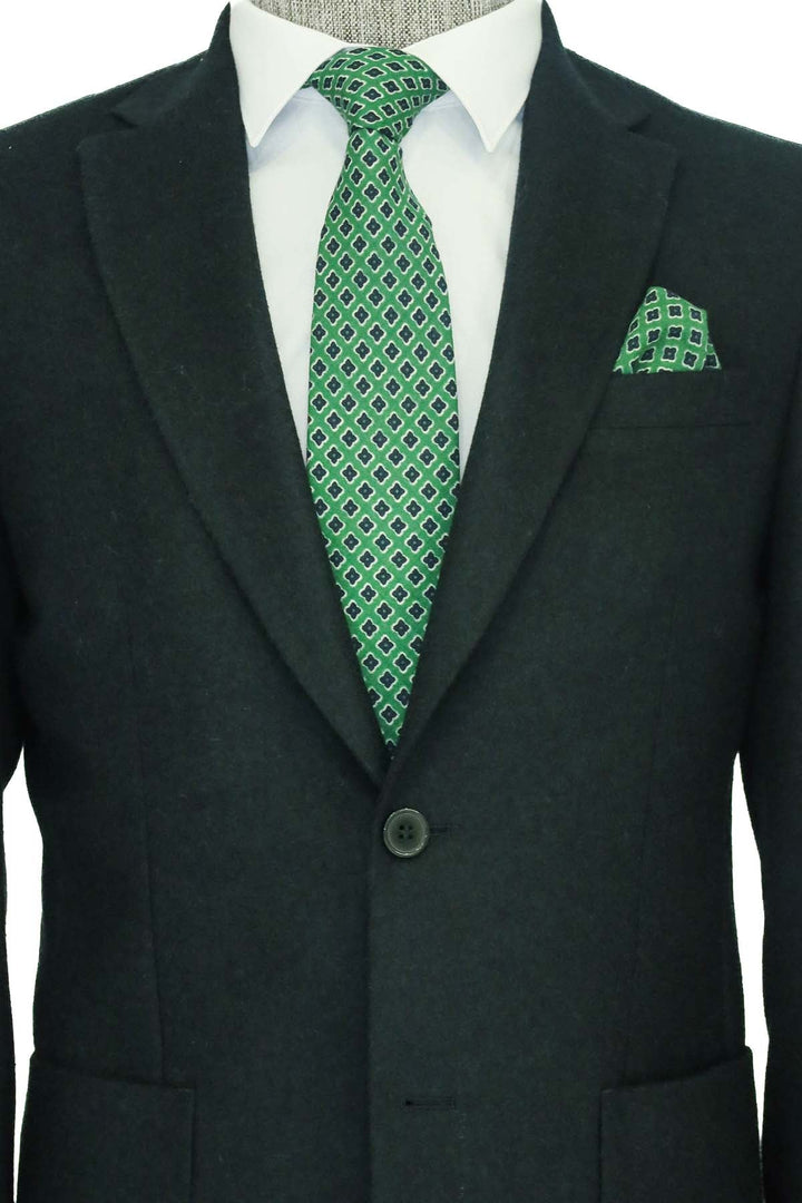 WSS Slim Fit Plain Wide Lapel Green Men Wool Blazer  - Rock Hill
