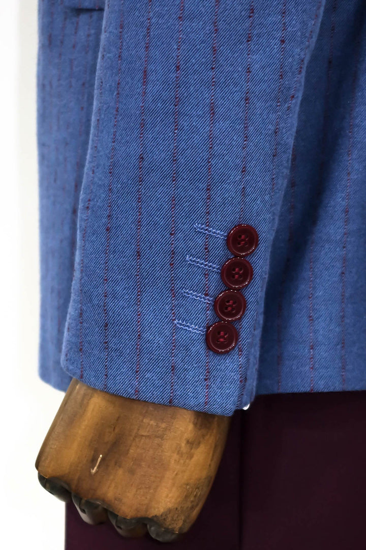 WSS Striped Double Breasted Blue Men Blazer  - Hamilton