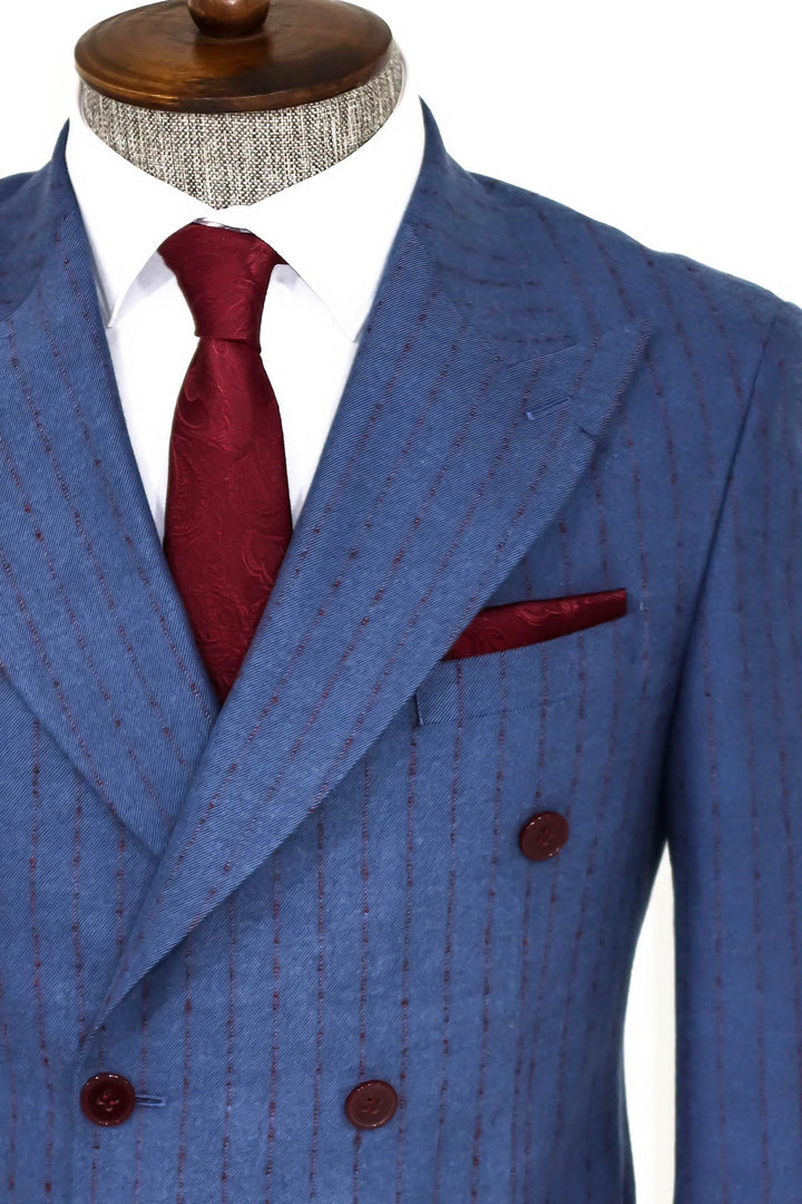 WSS Striped Double Breasted Blue Men Blazer  - Hamilton