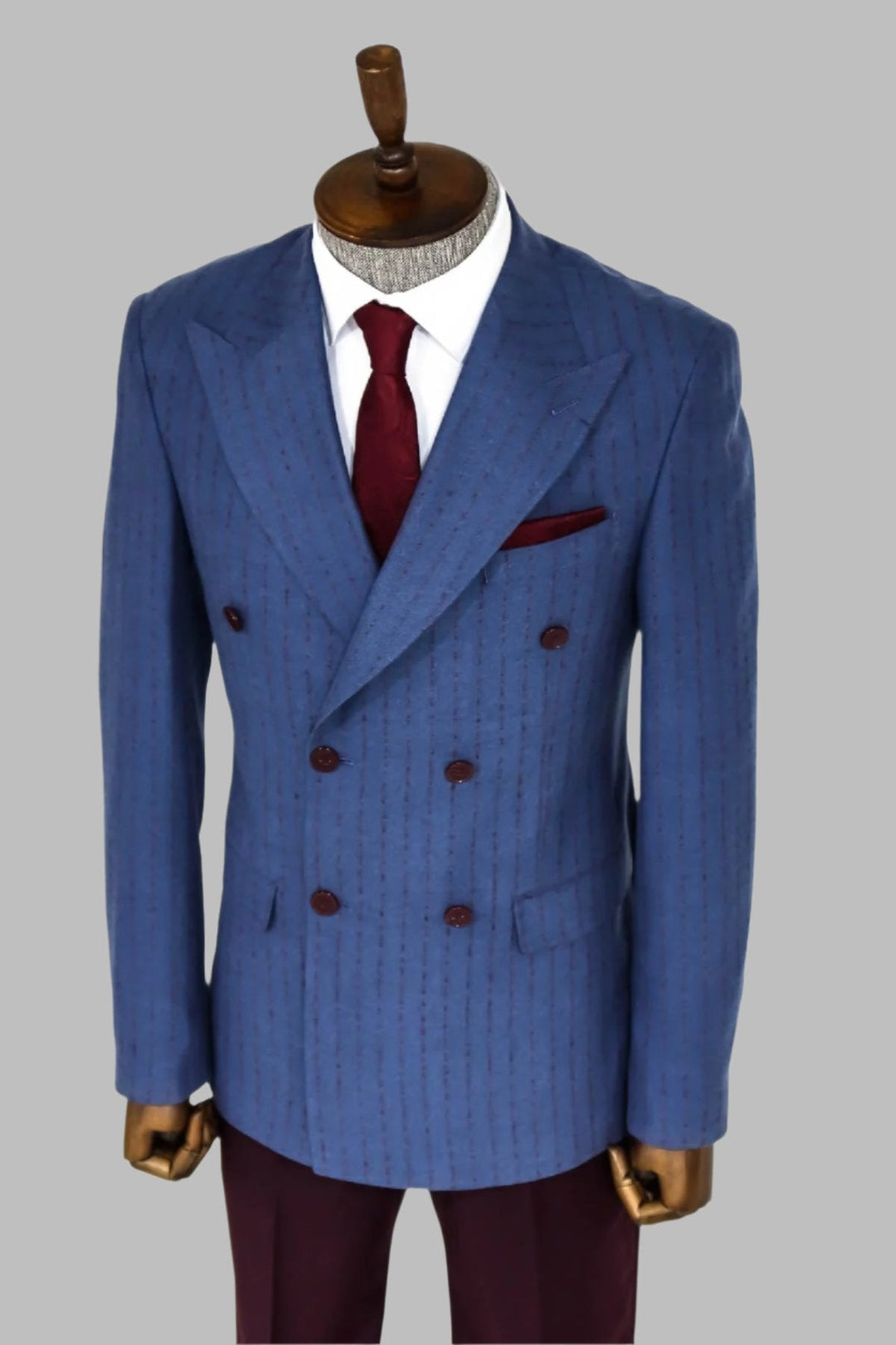 WSS Striped Double Breasted Blue Men Blazer  - Hamilton