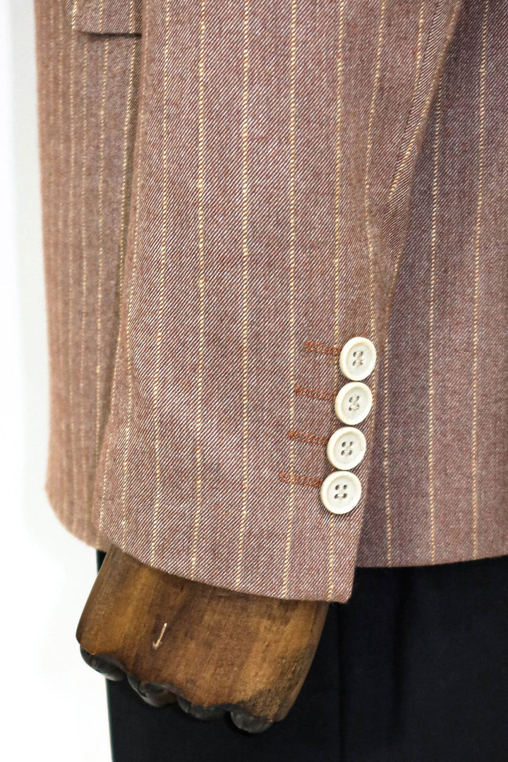 WSS Striped Double Breasted Beige Men Blazer and Trousers Combination - Dráma